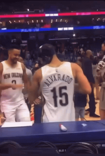 A Man In A New Orleans Jersey With The Number 15 On His Back GIF