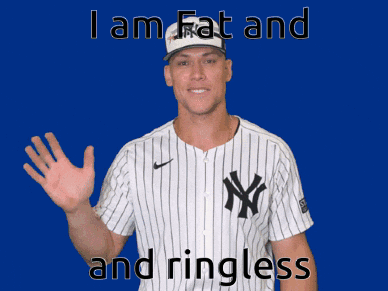 A Man In A New York Yankees Jersey Is Waving GIF