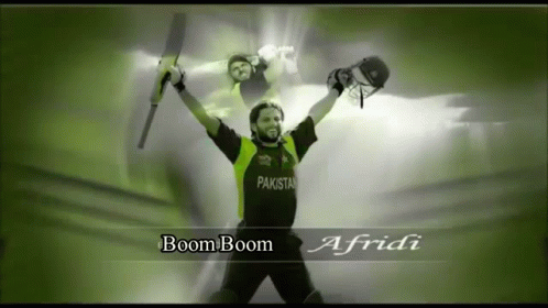 A Man In A Pakistan Jersey Holds Up His Bat GIF