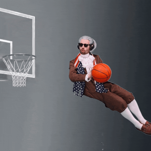 A Man In A Patriotic Outfit Is Holding A Basketball GIF