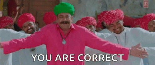 A Man In A Pink Shirt And Green Turban Is Standing In Front Of A Group Of Men And Says `` You Are Correct '' . GIF