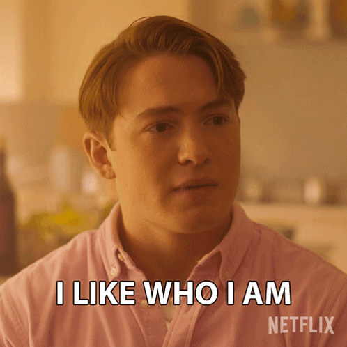 A Man In A Pink Shirt Is Saying I Like Who I Am GIF