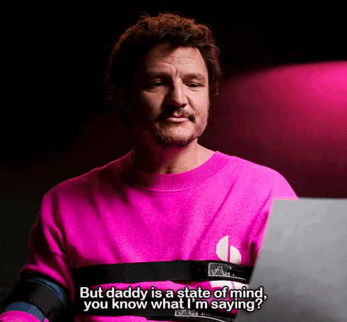 A Man In A Pink Shirt With A Heart Rate Monitor On His Chest Says But Daddy Is A State Of Mind GIF