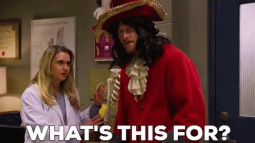 Pirate Man Standing Next To Woman In White Coat GIF