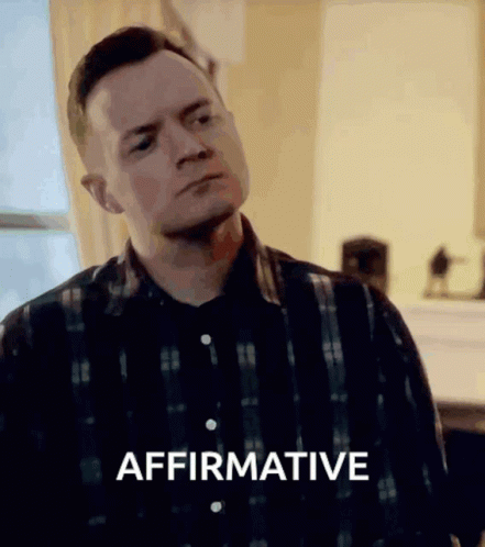 Man In Plaid Shirt With Affirmative On Face GIF