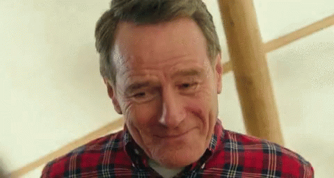 A Man In A Plaid Shirt Is Smiling With His Eyes Closed . GIF