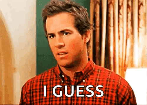 A Man In A Plaid Shirt Is Standing In A Room And Says `` I Guess '' . GIF