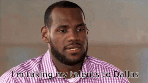 a man in a plaid shirt is talking about taking his talents to dallas