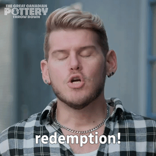 A Man In A Plaid Shirt Says Redemption GIF