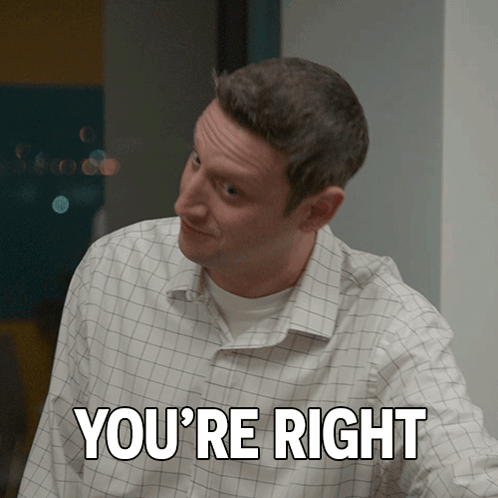 A Man In A Plaid Shirt Says You 'Re Right In White Letters GIF