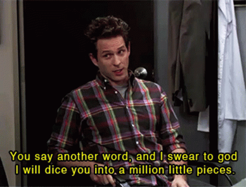 A Man In A Plaid Shirt Says " You Say Another Word " And " I Swear To God " GIF