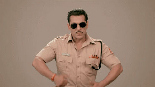 A Man In A Police Uniform Has The Name Salman Khan On His Shirt GIF