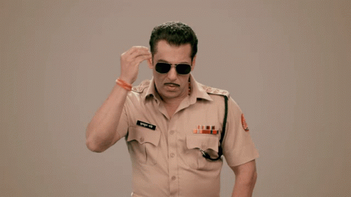 A Man In A Police Uniform Has The Name Salman Written On His Uniform GIF
