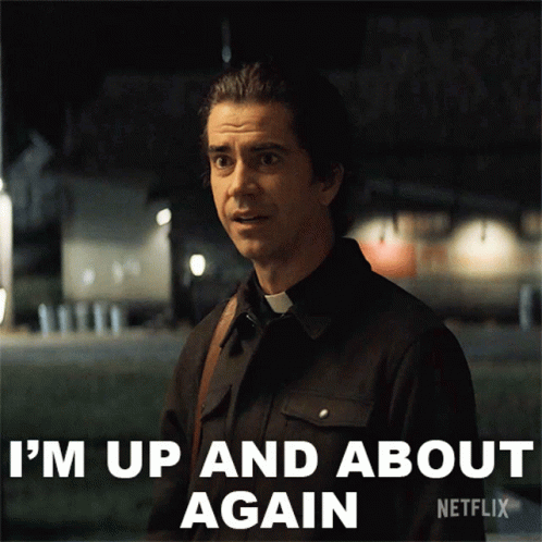 A Man In A Priest 'S Uniform Says I 'M Up And About Again Netflix GIF