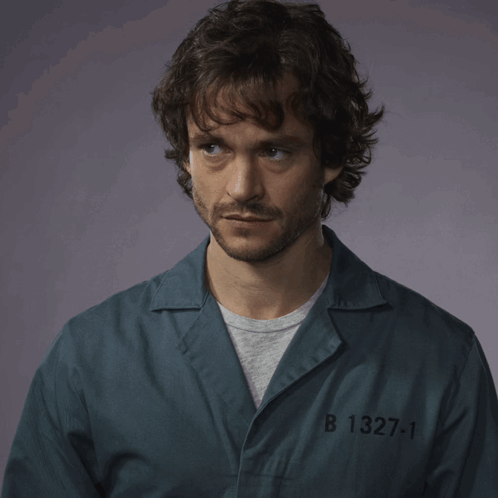 A Man In A Prison Uniform With The Number B 1327-1 GIF