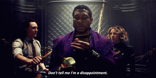 A Man In A Purple Coat Says " Don 'T Tell Me I 'M Disappointment " GIF