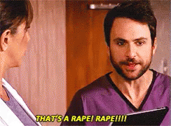 A Man In A Purple Scrub Shirt Says That 'S A Rape GIF
