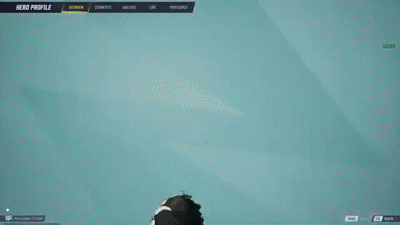 A Man In A Purple Shirt And Tie Is Standing In Front Of A Screen That Says " Hero Profile " GIF