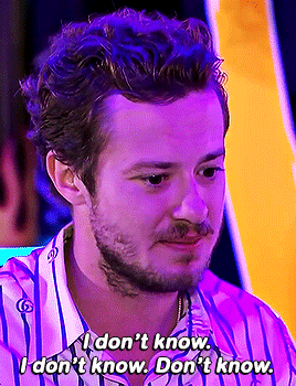A Man In A Purple Shirt Says " I Don 'T Know I Don 'T Know " GIF
