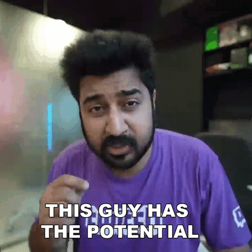 A Man In A Purple Shirt Says That This Guy Has The Potential GIF