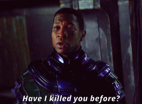 A Man In A Purple Suit Is Asking If He Has Killed You Before GIF