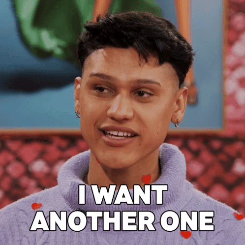 A Man In A Purple Sweater Says That He Wants Another One GIF