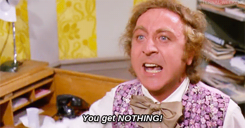 A Man In A Purple Vest And Bow Tie Is Saying " You Get Nothing " GIF