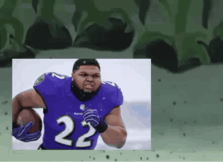 a man in a ravens jersey is running with a football