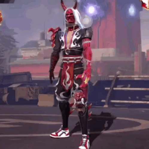 A Man In A Red And Black Costume Is Standing On A Basketball Court In A Video Game . GIF