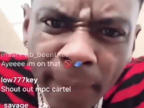 A Man In A Red And Black Striped Shirt Says Ayeee Im On That Shout Out Mpc Cartel GIF