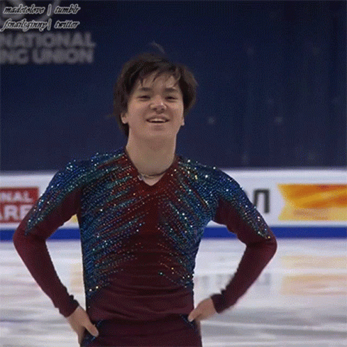 A Man In A Red And Blue Shirt Is On The Ice GIF