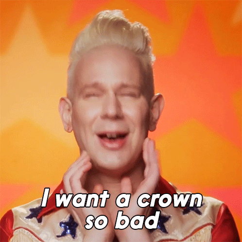 Man In Red And Gold Shirt Says I Want A Crown GIF