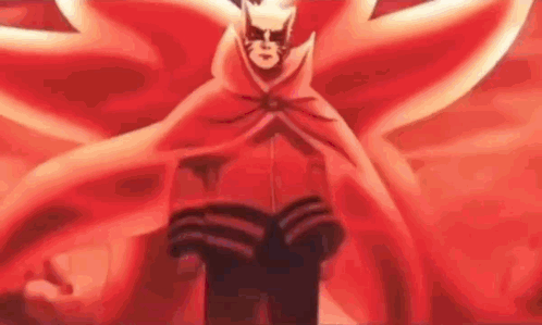 A Man In A Red Cape Is Standing In Front Of A Red Background In A Cartoon . GIF
