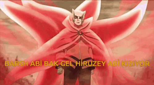 A Man In A Red Cape With The Words " Barsh Abi Bak Gel Hiruzey Abi Kiziyop " Written Below Him GIF