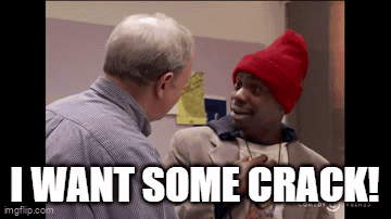 A Man In A Red Hat Is Talking To Another Man And The Caption Says I Want Some Crack . GIF