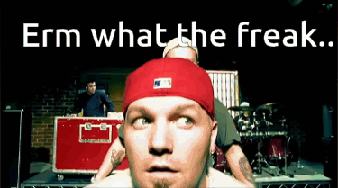 A Man In A Red Hat With The Words Erm What The Freak GIF