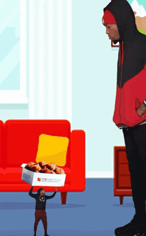 A Man In A Red Hoodie Holds A Box Of Donuts GIF