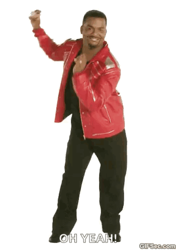 A Man In A Red Jacket And Black Pants Is Dancing GIF