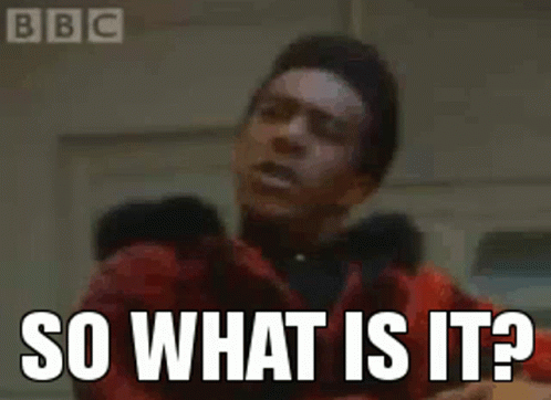 A Man In A Red Jacket Is Asking So What Is It . GIF