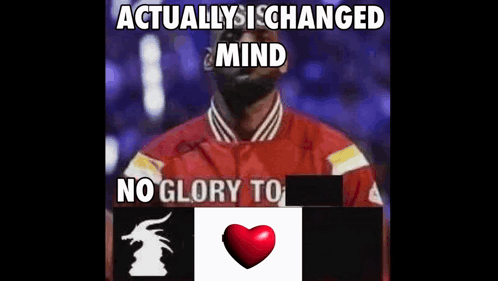 A Man In A Red Jacket Is Standing In Front Of A Sign That Says Actually Changed Mind No Glory To . GIF