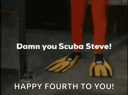 A Man In A Red Jumpsuit Says " Damn You Scuba Steve " GIF