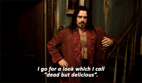 A Man In A Red Robe Says " I Go For A Look Which I Call Dead But Delicious . " GIF