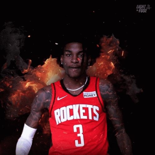 A Man In A Red Rockets Jersey With The Number 3 GIF