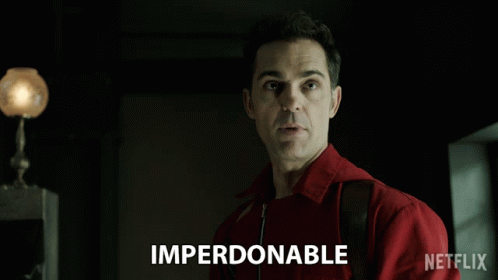 A Man In A Red Shirt Has Imperdonable Written On His Chest GIF