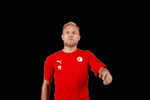 A Man In A Red Shirt Has The Number 11 On His Shirt GIF
