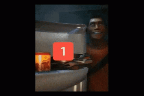 A Man In A Red Shirt Is Holding A Glass Of Water GIF