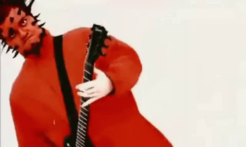 Man Playing Guitar In Red Shirt GIF
