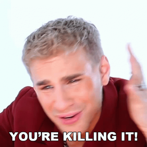 A Man In A Red Shirt Says " You 'Re Killing It ! " GIF