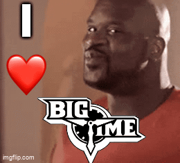 A Man In A Red Shirt With A Big Time Logo GIF