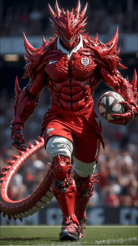 A Man In A Red Shirt With The Word Rugby On It Is Holding A Ball GIF